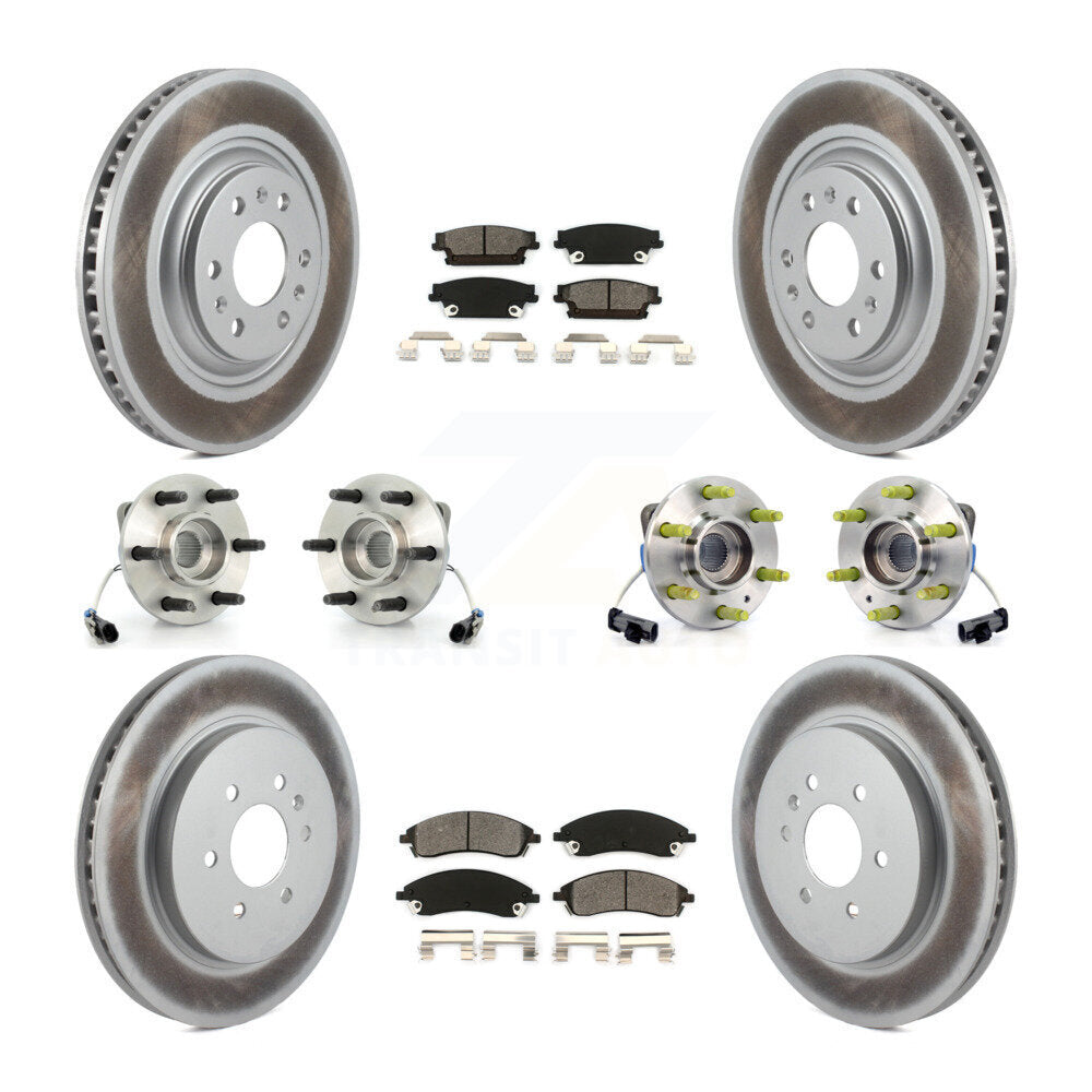 Kit de rotors et plaquettes de frein revêtus de roulement de moyeu avant et arrière (10 pièces) pour Cadillac SRX AW