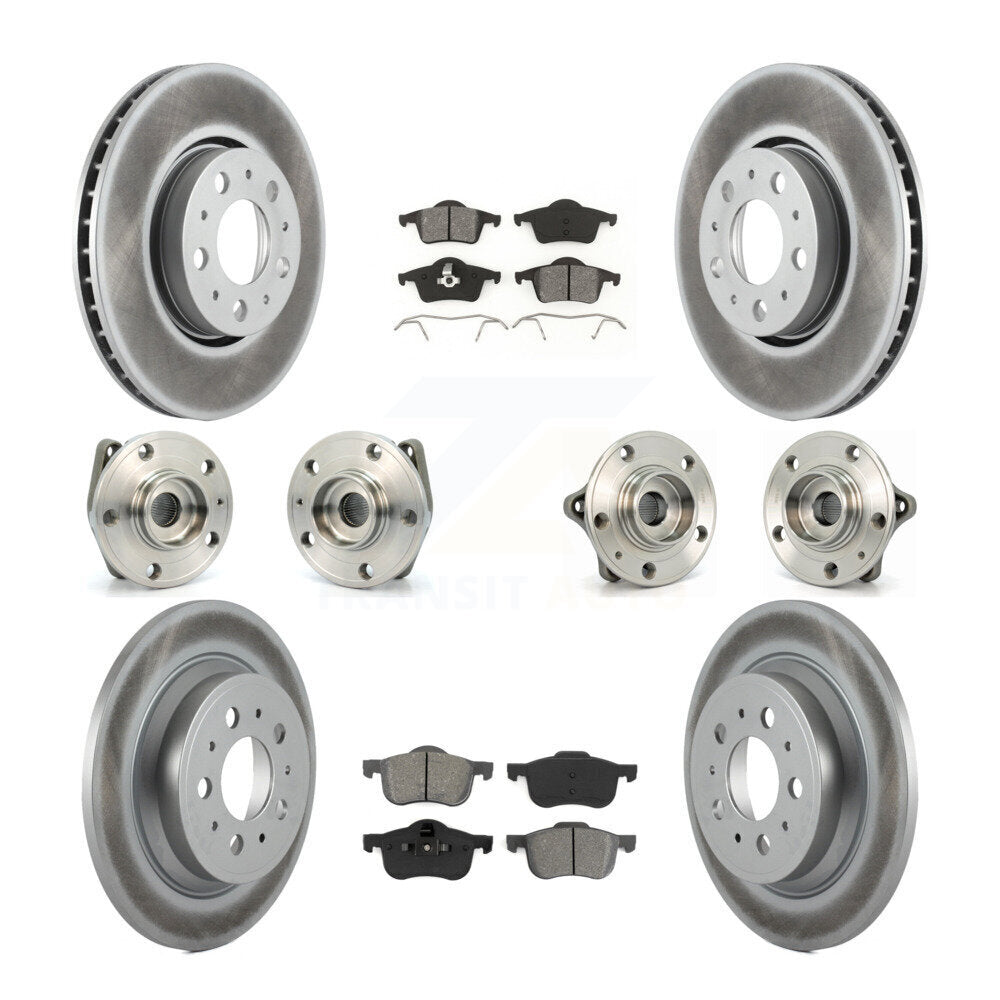 Kit de plaquettes de rotor de frein enduites de roulement de moyeu avant et arrière (10 pièces) pour Volvo S60 XC70 V7