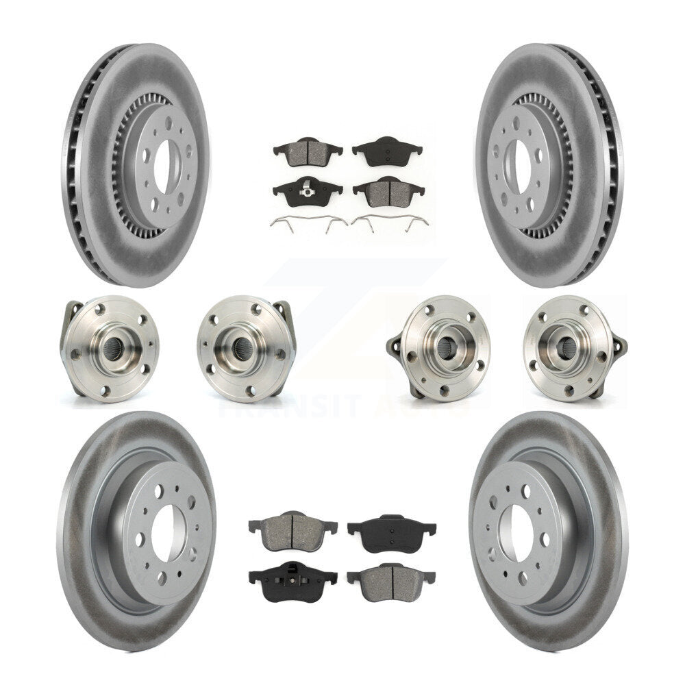 Kit de plaquettes de rotor de frein enduites de roulement de moyeu avant et arrière (10 pièces) pour Volvo S60 XC70 V7