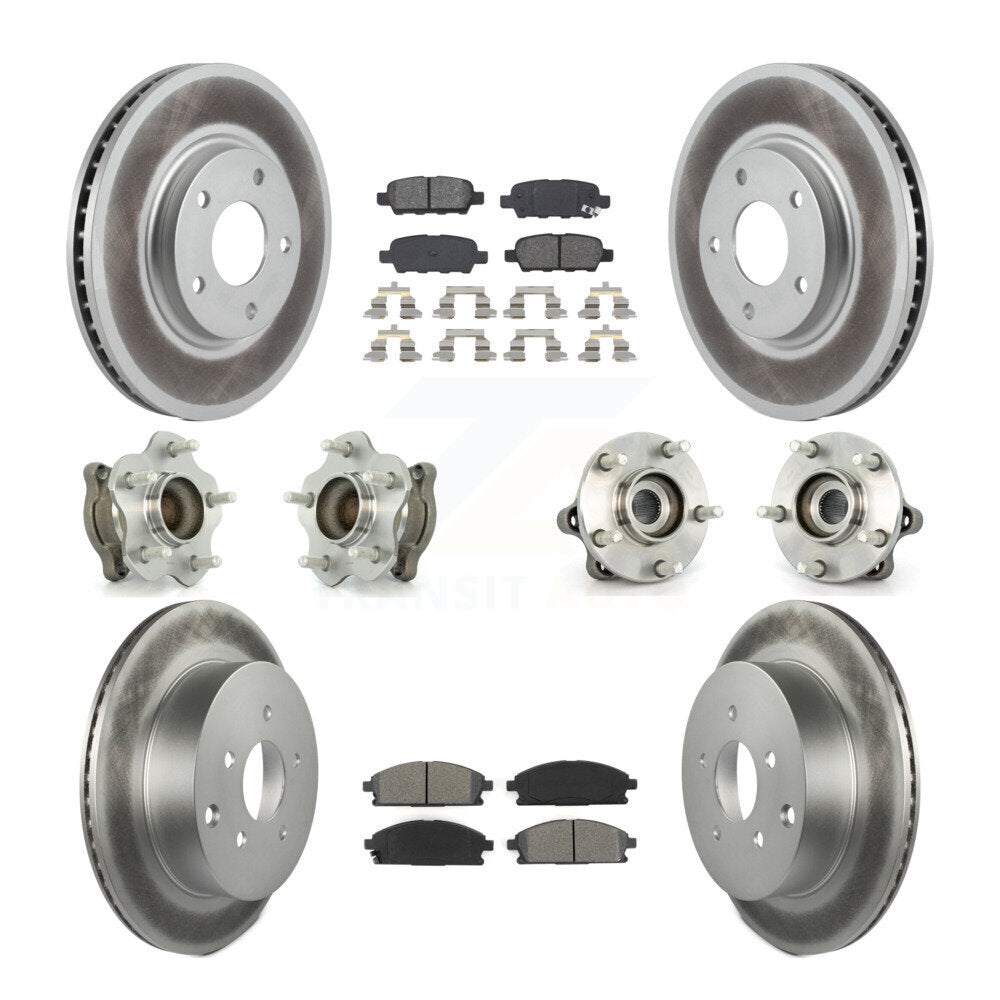 Kit de plaquettes de rotor de frein enduites de roulement de moyeu avant et arrière (10 pièces) pour Nissan Ques 04-09