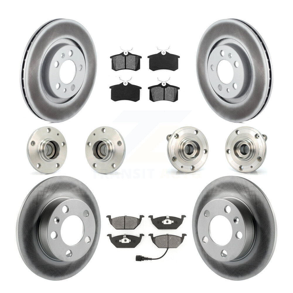 Kit de rotors et plaquettes de frein revêtus de roulement de moyeu avant et arrière (10 pièces) pour Volkswagen Jett