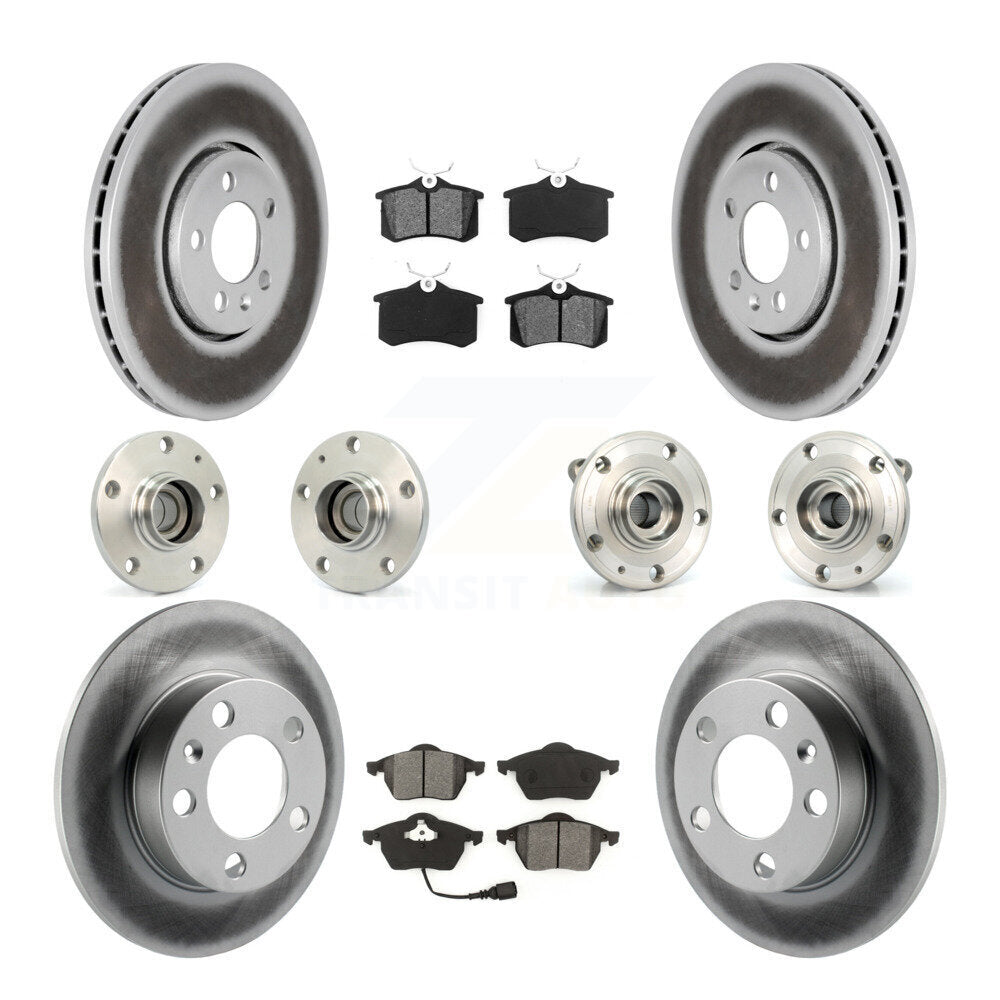 Kit de rotors et plaquettes de frein revêtus de roulement de moyeu avant et arrière (10 pièces) pour Volkswagen Jett