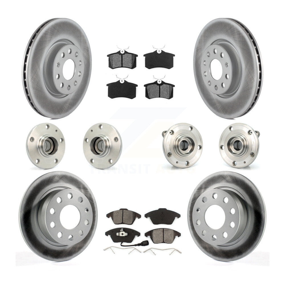 Kit de rotors et plaquettes de frein revêtus de roulement de moyeu avant et arrière (10 pièces) pour Volkswagen Jett