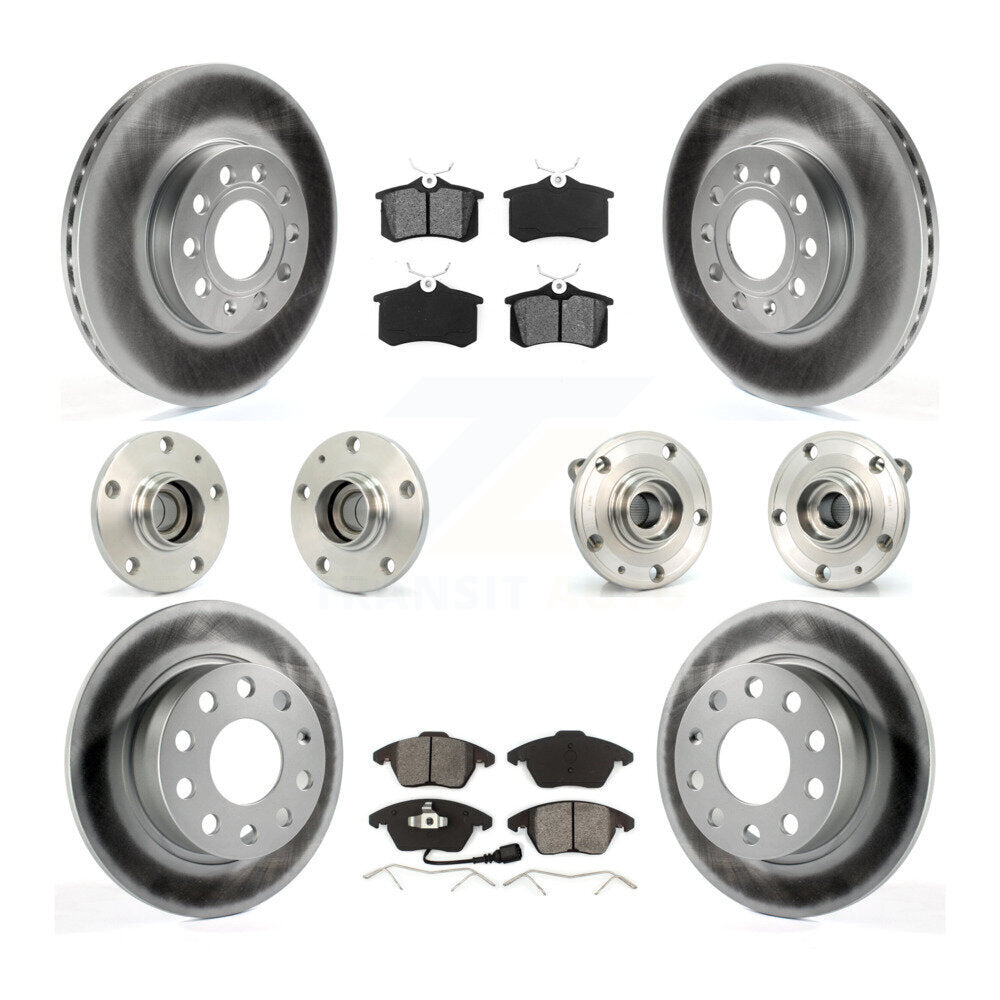 Kit de rotors et plaquettes de frein revêtus de roulement de moyeu avant et arrière (10 pièces) pour Volkswagen Jett