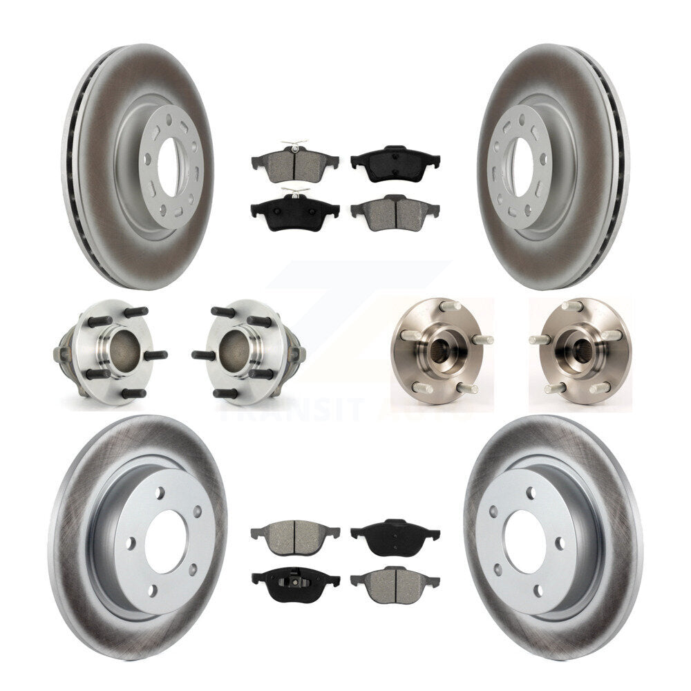 Kit de rotors et plaquettes de frein à disque revêtus de roulements de moyeu avant et arrière (10 pièces) pour Mazda
