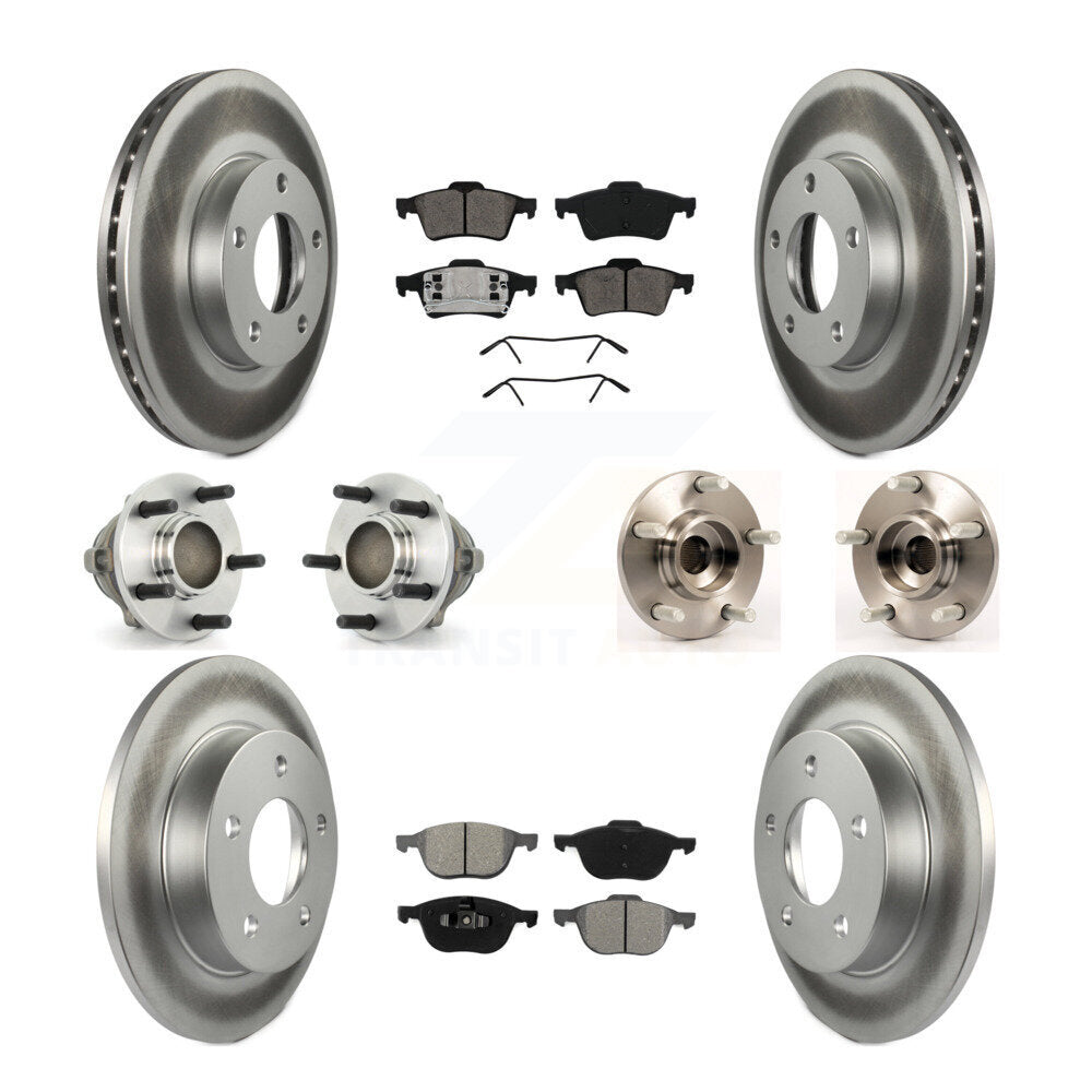 Kit de rotors et plaquettes de frein à disque revêtus de roulements de moyeu avant et arrière (10 pièces) pour Mazda