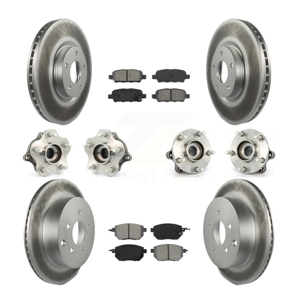 Kit de rotor et de plaquettes de frein revêtus de roulement de moyeu avant et arrière (10 pièces) pour Nissan Murano AW