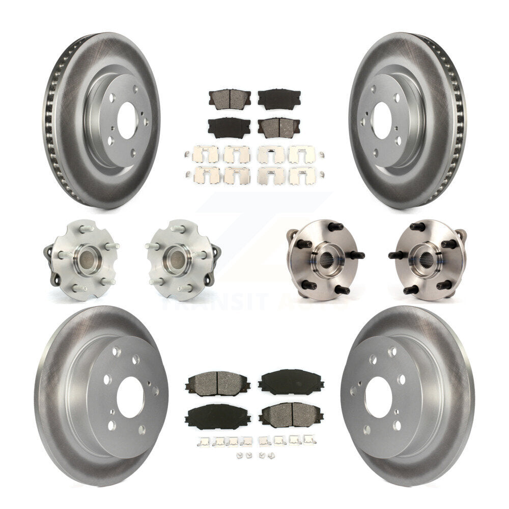 Kit de rotors et plaquettes de frein à disque revêtus de roulement de moyeu avant et arrière (10 pièces) pour Toyota RAV