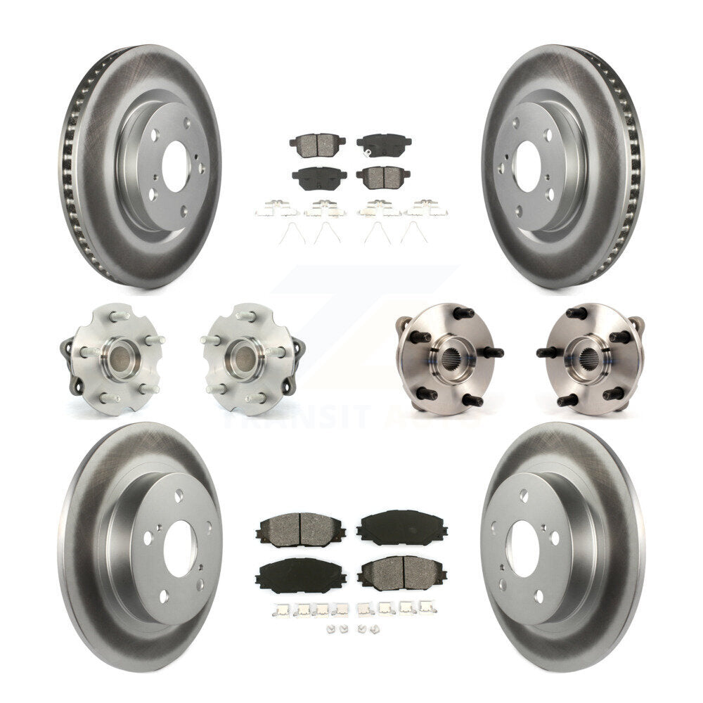 Kit de rotors et plaquettes de frein à disque revêtus de roulement de moyeu avant et arrière (10 pièces) pour Scion t