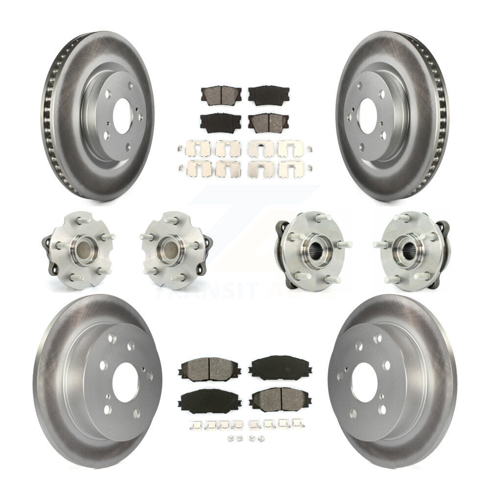 Kit de rotors et plaquettes de frein à disque revêtus de roulement de moyeu avant et arrière (10 pièces) pour Toyota RAV
