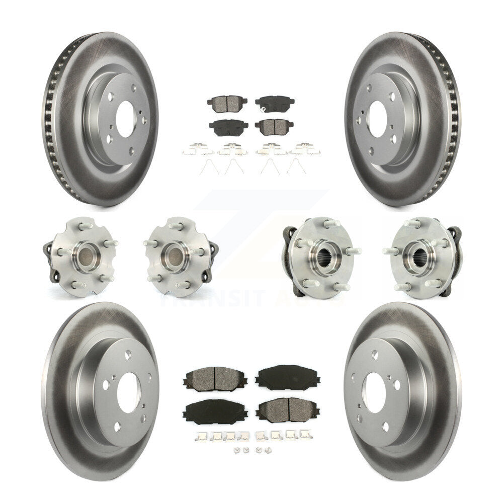 Kit de rotors et plaquettes de frein à disque revêtus de roulement de moyeu avant et arrière (10 pièces) pour Scion t