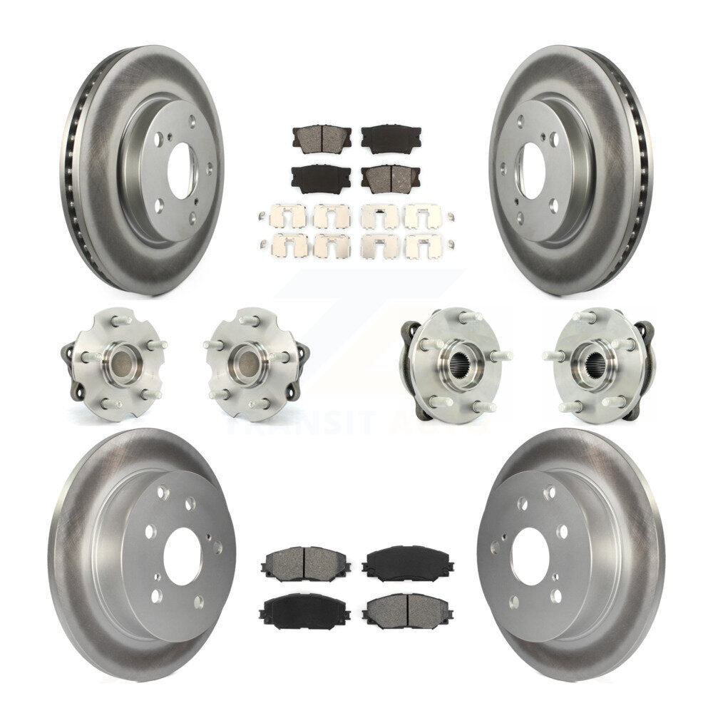 Kit de rotors et plaquettes de frein à disque revêtus de roulement de moyeu avant et arrière (10 pièces) pour Toyota RAV