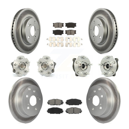 Kit de rotors et plaquettes de frein à disque revêtus de roulement de moyeu avant et arrière (10 pièces) pour Toyota RAV