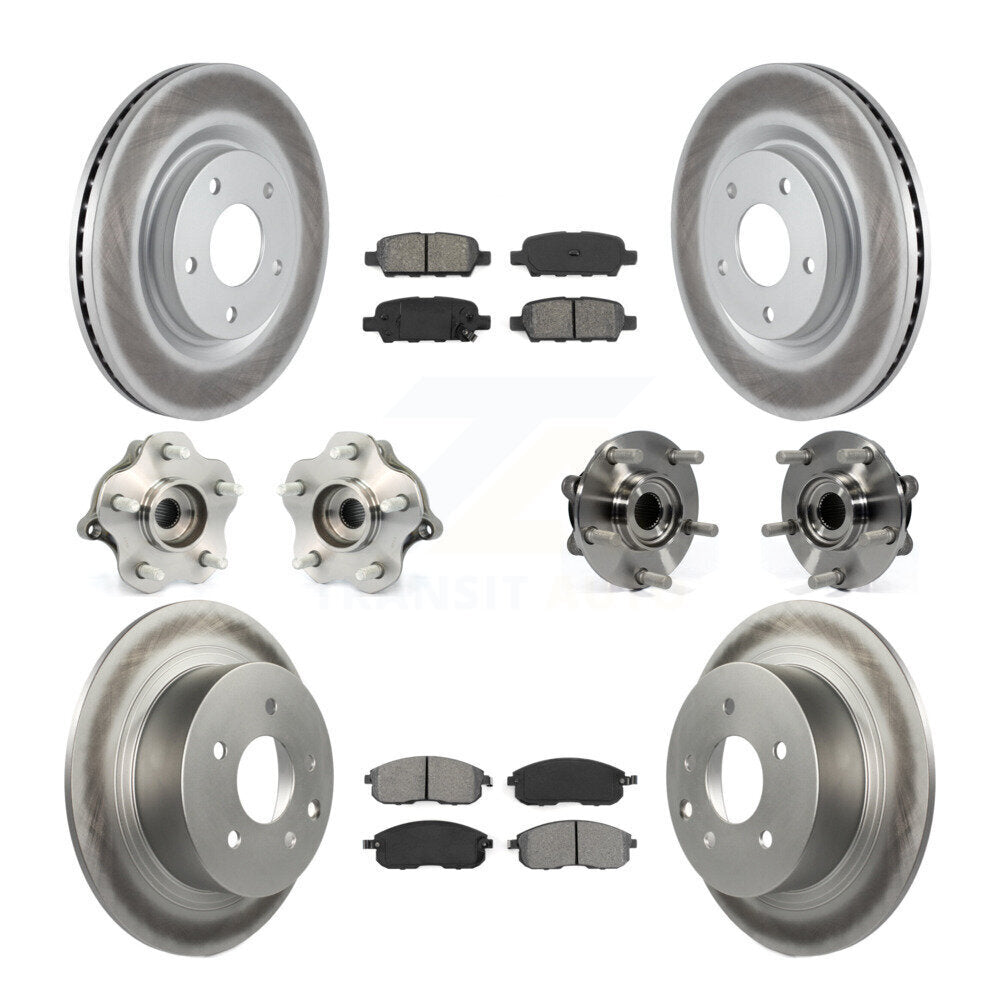 Kit de rotors et plaquettes de frein à disque revêtus de roulement de moyeu avant et arrière (10 pièces) pour Nissan Juk