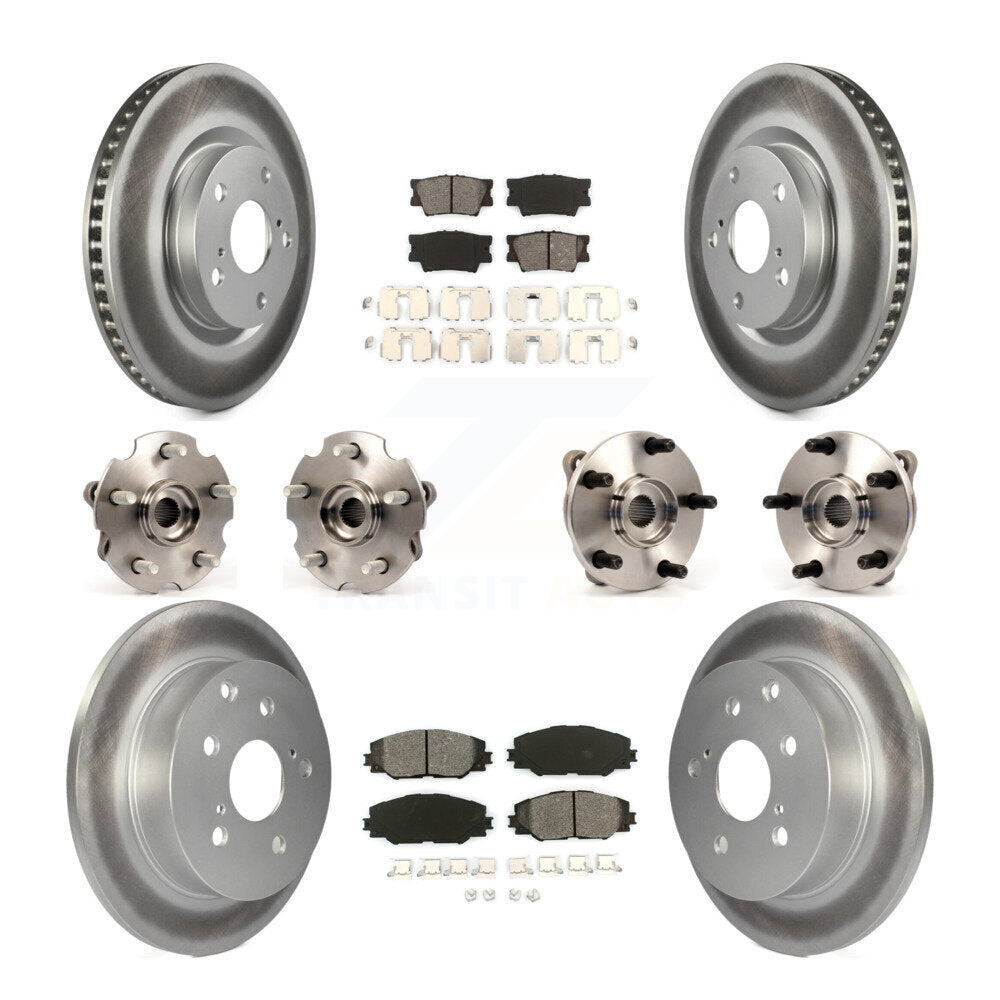 Kit de rotors et plaquettes de frein à disque revêtus de roulement de moyeu avant et arrière (10 pièces) pour Toyota RAV