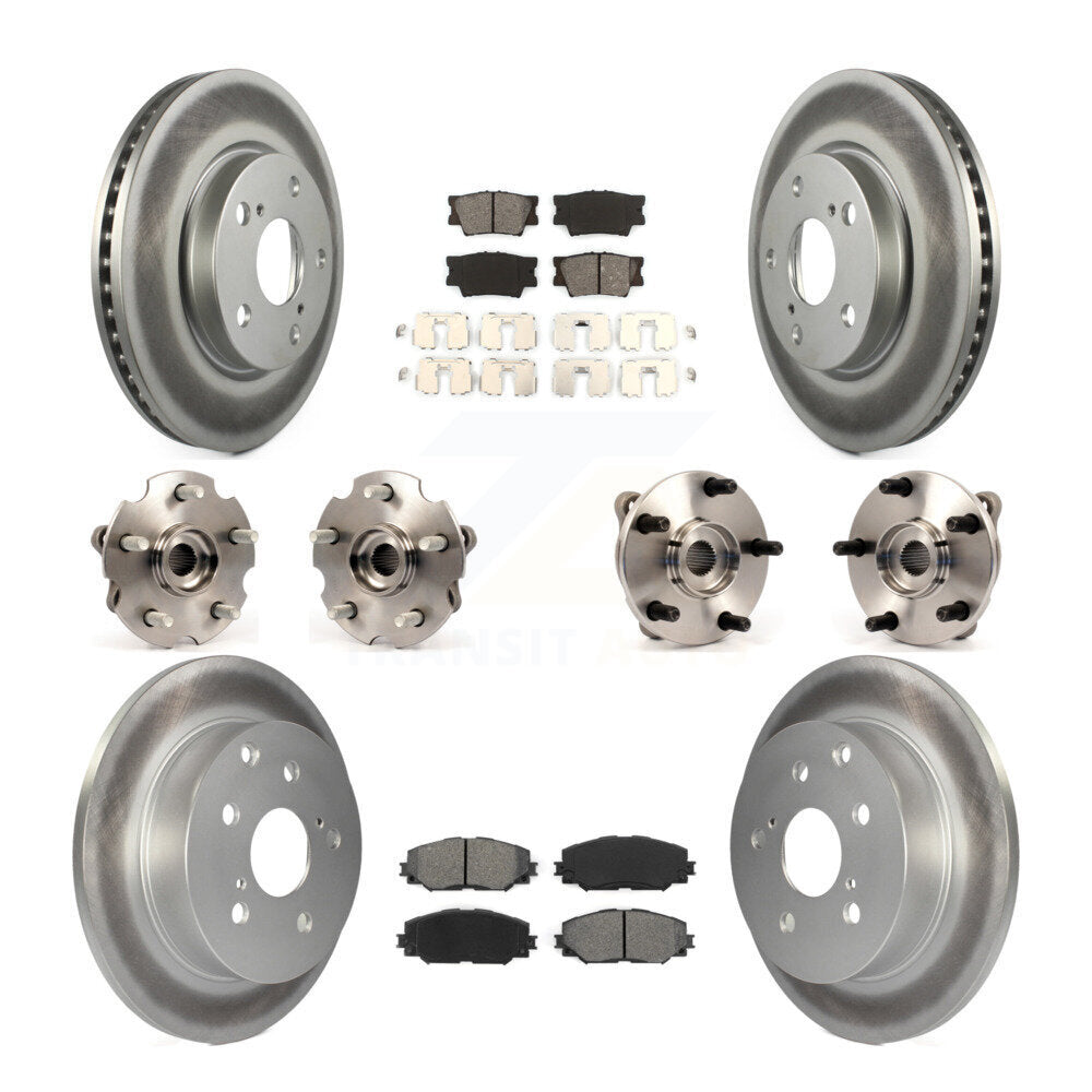 Kit de rotors et plaquettes de frein à disque revêtus de roulement de moyeu avant et arrière (10 pièces) pour Toyota RAV