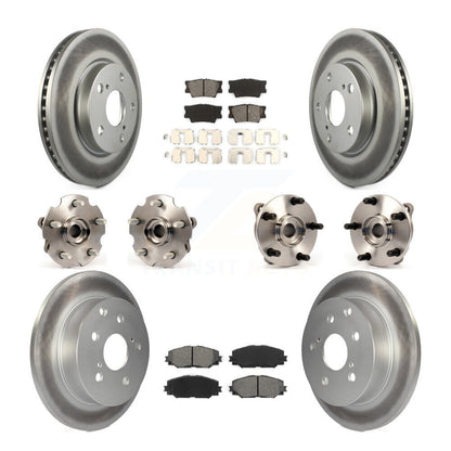 Kit de rotors et plaquettes de frein à disque revêtus de roulement de moyeu avant et arrière (10 pièces) pour Toyota RAV