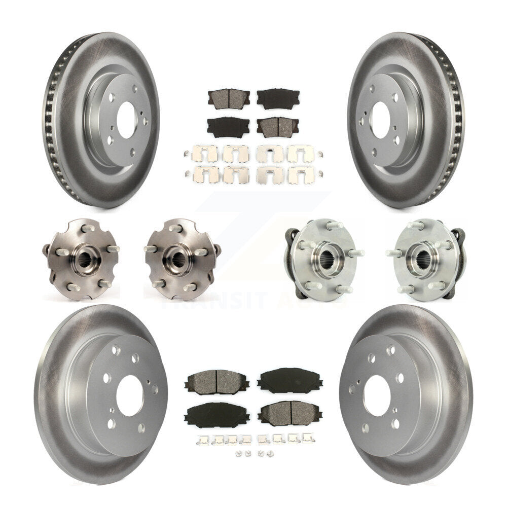 Kit de rotors et plaquettes de frein à disque revêtus de roulement de moyeu avant et arrière (10 pièces) pour Toyota RAV