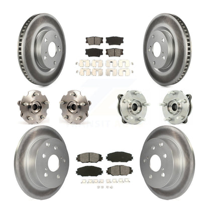 Kit de rotors et plaquettes de frein à disque revêtus de roulement de moyeu avant et arrière (10 pièces) pour Toyota RAV