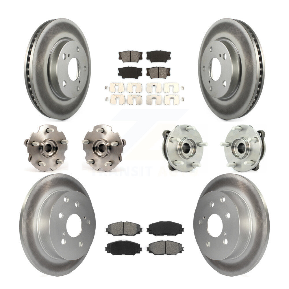 Kit de rotors et plaquettes de frein à disque revêtus de roulement de moyeu avant et arrière (10 pièces) pour Toyota RAV