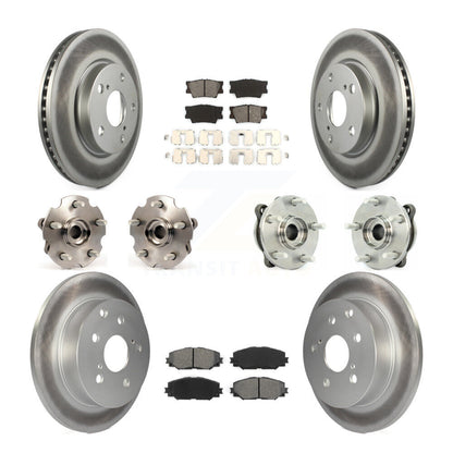 Kit de rotors et plaquettes de frein à disque revêtus de roulement de moyeu avant et arrière (10 pièces) pour Toyota RAV