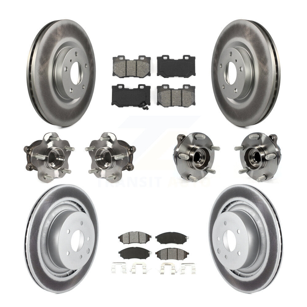 Kit de rotors et plaquettes de frein à disque revêtus de roulement de moyeu avant et arrière (10 pièces) pour Nissan 370