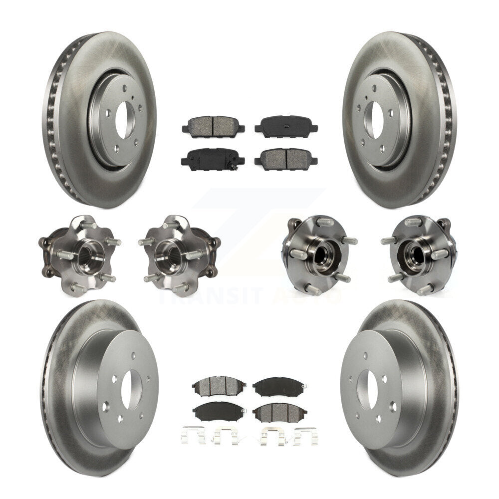 Kit de plaquettes de rotor de frein enduites de roulement de moyeu avant et arrière (10 pièces) pour INFINITI FX35 FX3