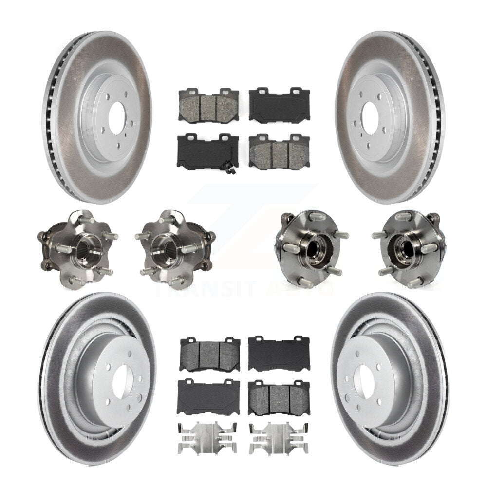 Kit de rotors et plaquettes de frein revêtus de roulement de moyeu avant et arrière (10 pièces) pour INFINITI G37 RW