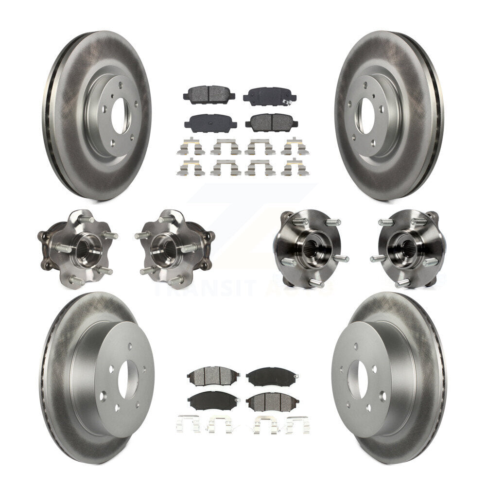 Kit de rotor et de plaquettes de frein revêtus de roulement de moyeu avant et arrière (10 pièces) pour INFINITI QX70 AW