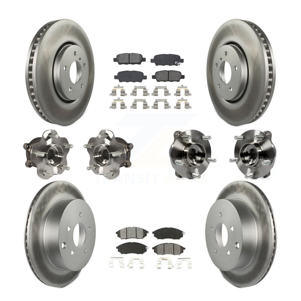Kit de plaquettes de rotor de frein enduites de roulement de moyeu avant et arrière (10 pièces) pour INFINITI FX35 FX3