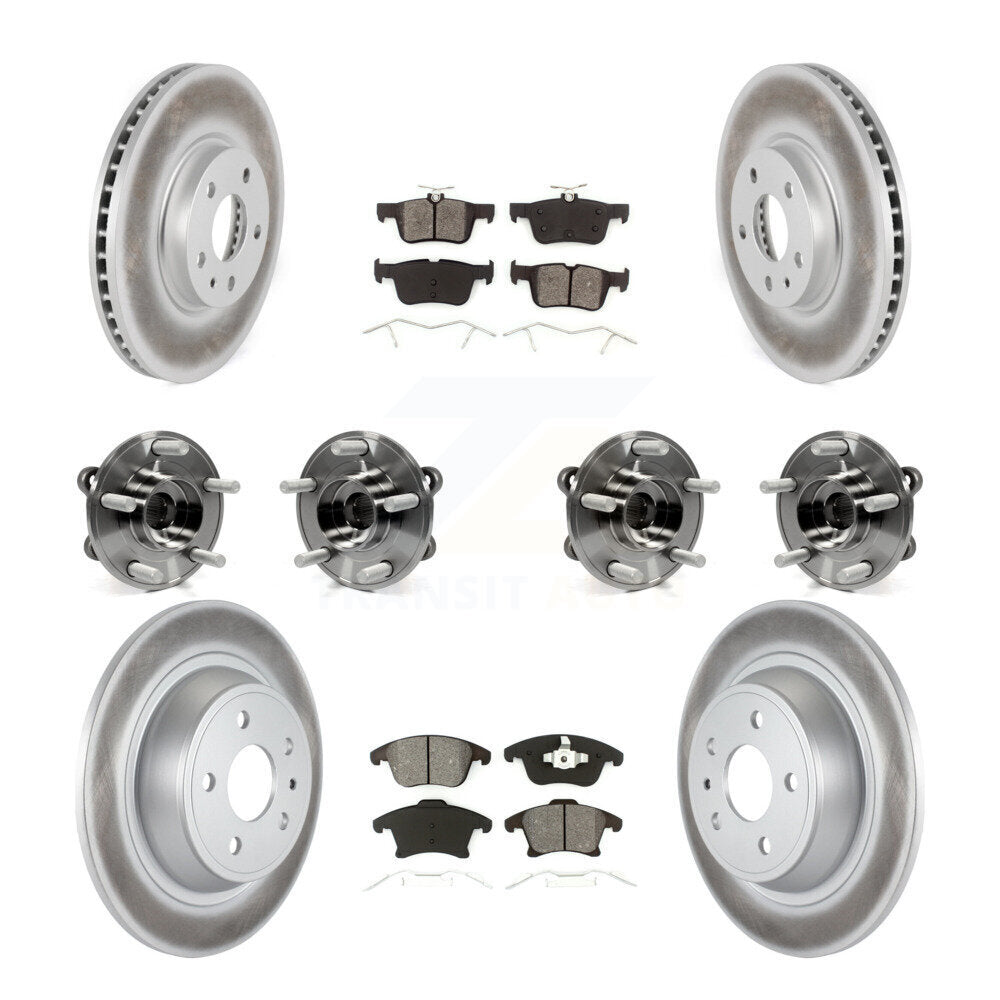 Kit de rotors et plaquettes de frein à disque revêtus de roulement de moyeu avant et arrière (10 pièces) pour Ford Fusio