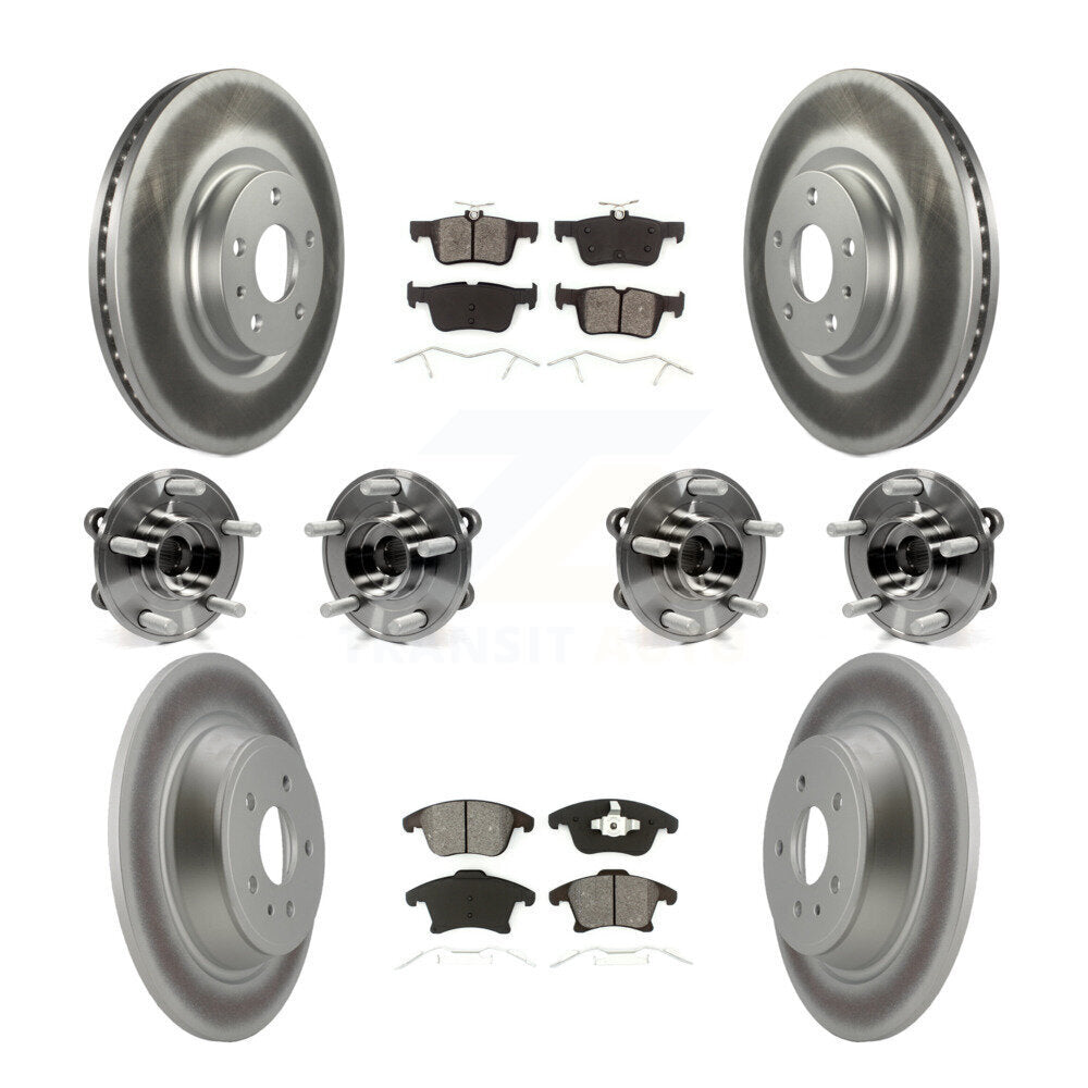 Kit de rotors et plaquettes de frein à disque revêtus de roulement de moyeu avant et arrière (10 pièces) pour Lincoln MK