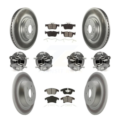 Kit de rotors et plaquettes de frein à disque revêtus de roulement de moyeu avant et arrière (10 pièces) pour Lincoln MK