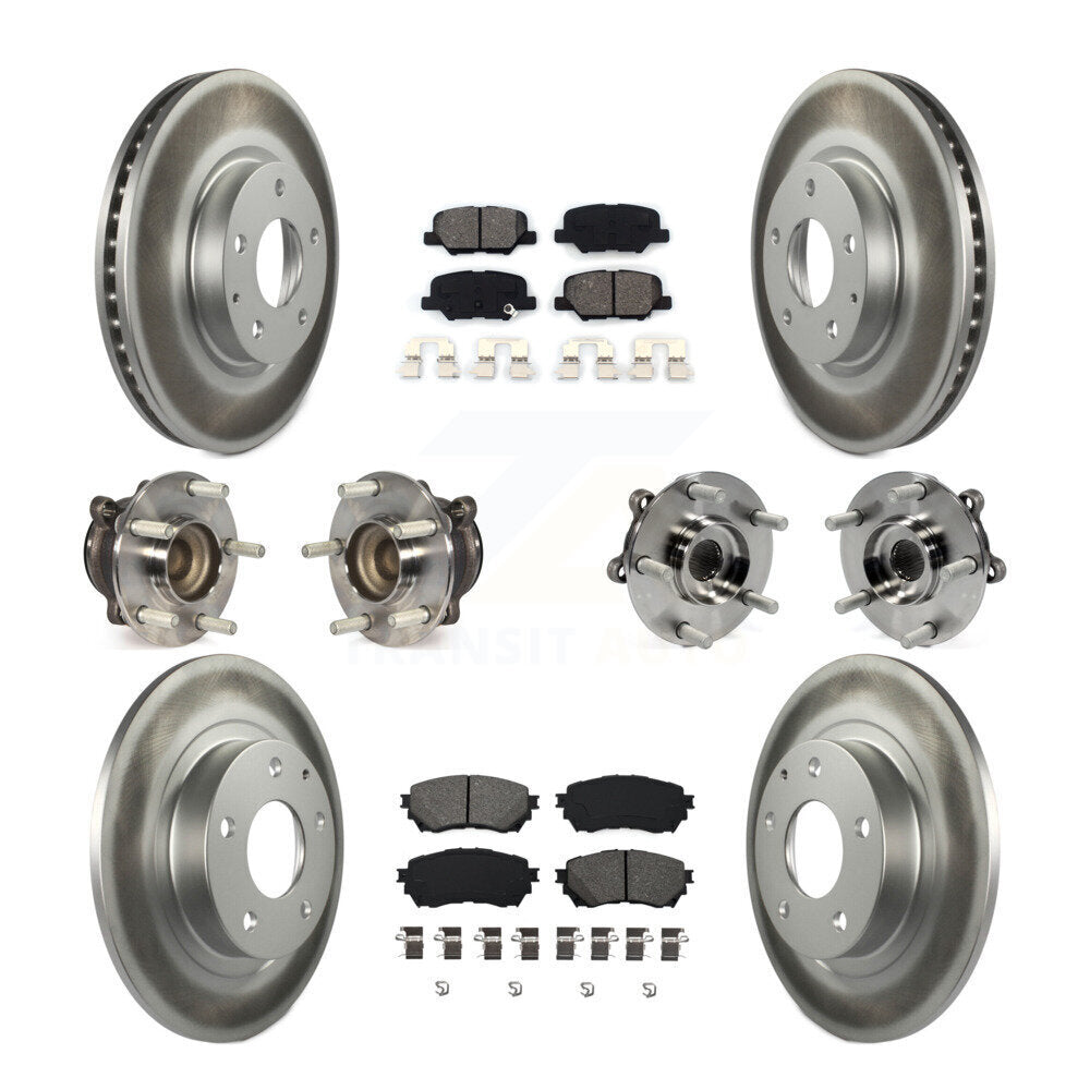 Kit de rotors et plaquettes de frein à disque revêtus de roulements de moyeu avant et arrière (10 pièces) pour Mazda