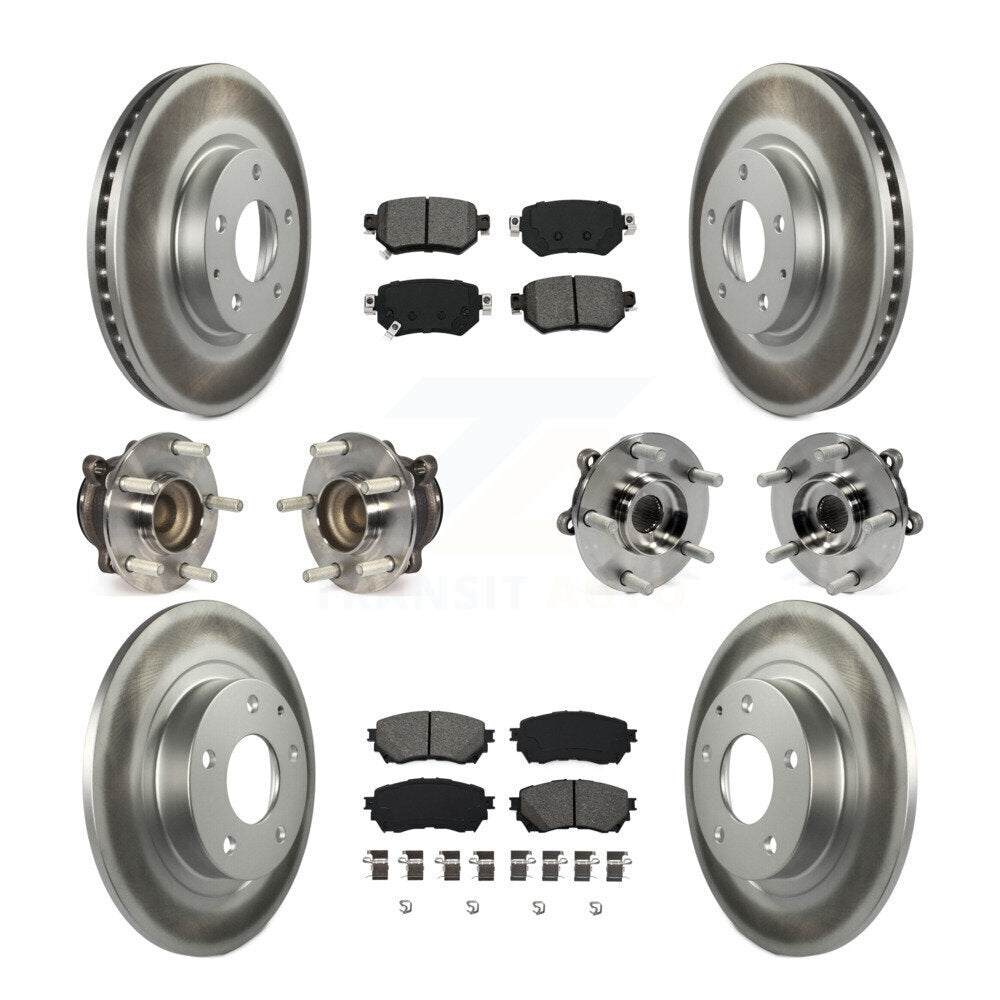 Kit de rotor et de plaquettes de frein revêtus de roulement de moyeu avant et arrière (10 pièces) pour Mazda 2016 – 2018