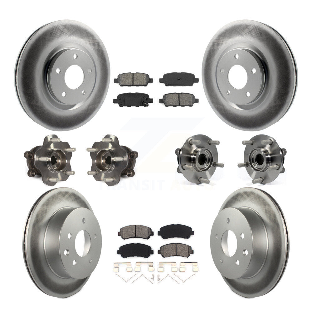 Kit de rotors et plaquettes de frein à disque revêtus de roulement de moyeu avant et arrière (10 pièces) pour Nissan Juk