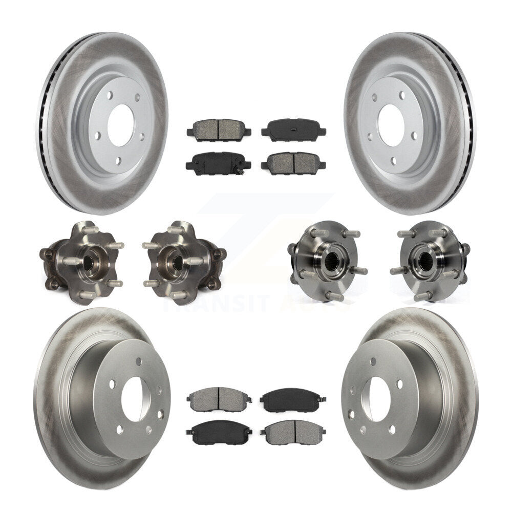 Kit de rotors et plaquettes de frein à disque revêtus de roulement de moyeu avant et arrière (10 pièces) pour Nissan Juk