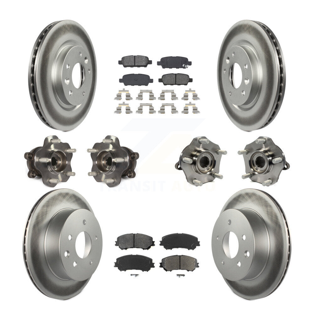 Kit de plaquettes de rotor de frein enduites de roulement de moyeu avant et arrière (10 pièces) pour Nissan Rogue Spor