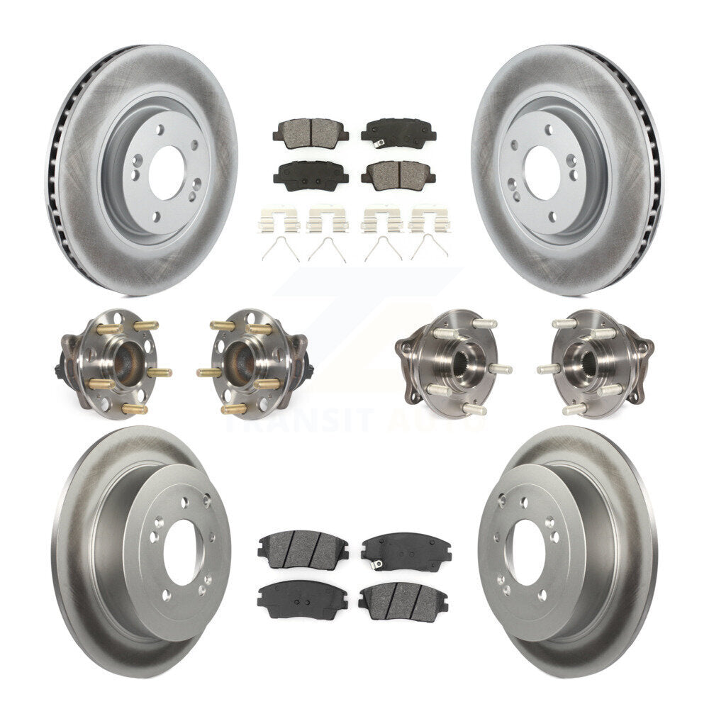 Kit de rotor et de plaquettes de frein à disque revêtus de roulement de moyeu avant et arrière (10 pièces) pour Kia Sportag