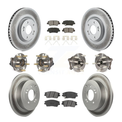 Kit de rotor et de plaquettes de frein à disque revêtus de roulement de moyeu avant et arrière (10 pièces) pour Kia Sportag