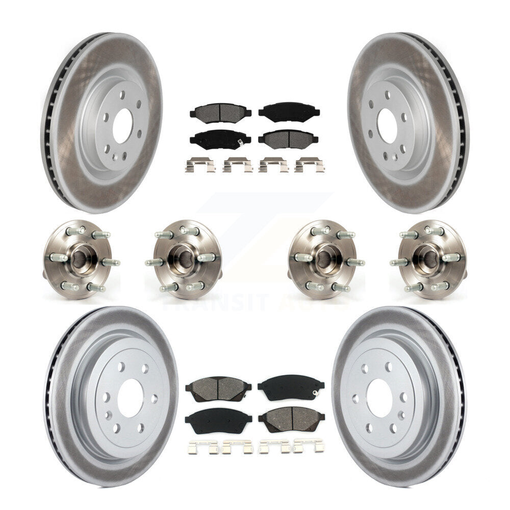Kit de rotor et de plaquettes de frein revêtus de roulement de moyeu avant et arrière (10 pièces) pour Cadillac SRX Saa