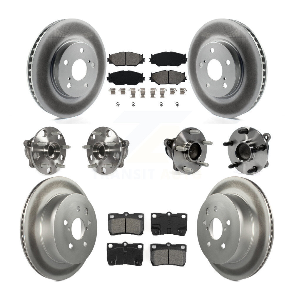 Kit de rotors et plaquettes de frein à disque revêtus de roulement de moyeu avant et arrière (10 pièces) pour Lexus IS25