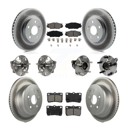 Kit de rotors et plaquettes de frein à disque revêtus de roulement de moyeu avant et arrière (10 pièces) pour Lexus IS25