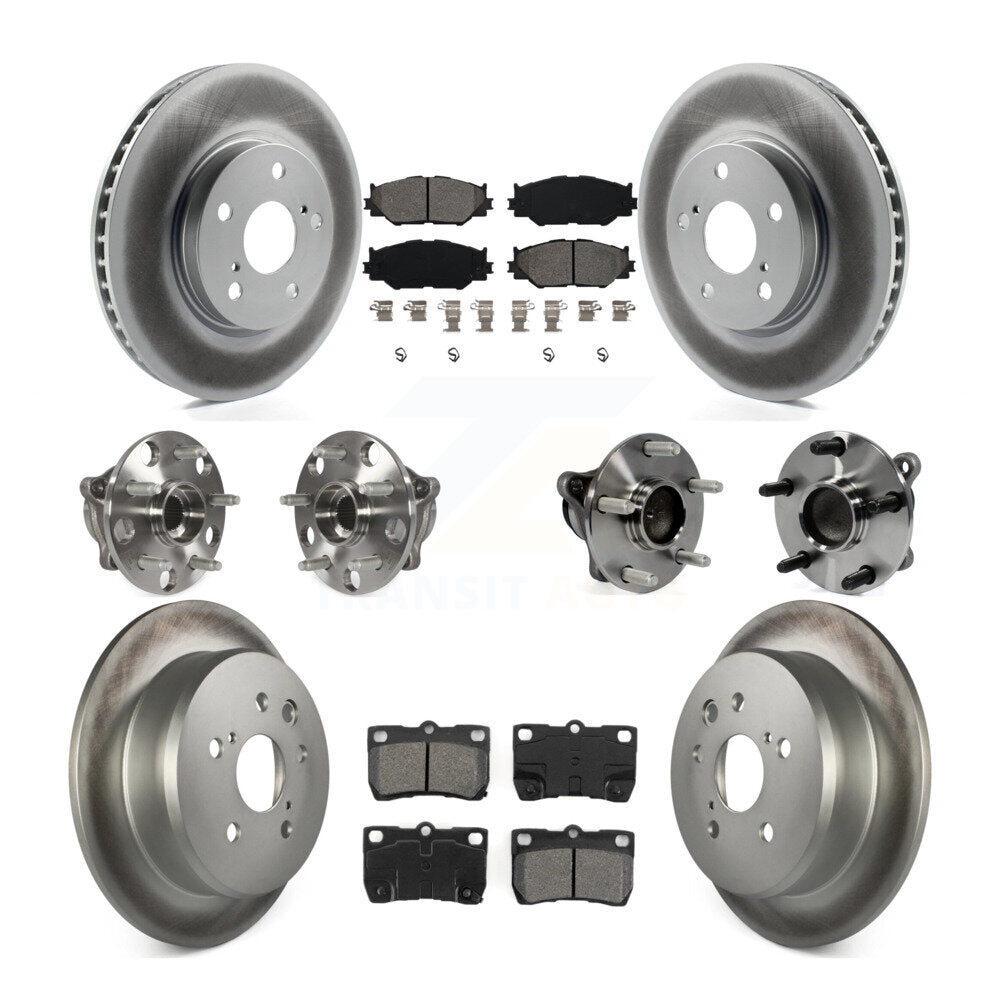 Kit de rotors et plaquettes de frein à disque revêtus de roulement de moyeu avant et arrière (10 pièces) pour Lexus IS25