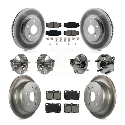 Kit de rotors et plaquettes de frein à disque revêtus de roulement de moyeu avant et arrière (10 pièces) pour Lexus IS25