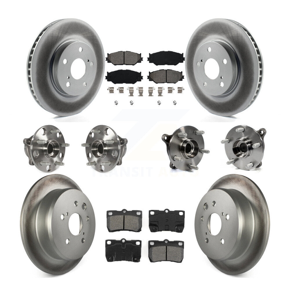 Kit de rotors et plaquettes de frein à disque revêtus de roulement de moyeu avant et arrière (10 pièces) pour Lexus IS25