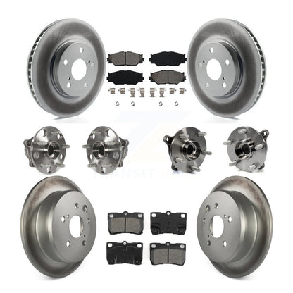 Kit de rotors et plaquettes de frein à disque revêtus de roulement de moyeu avant et arrière (10 pièces) pour Lexus IS25