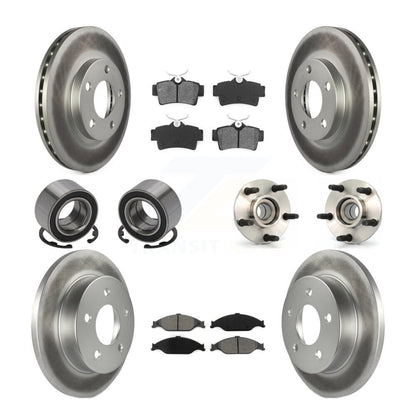 Kit de rotor de frein et patins de frein revêtus de roulement de moyeu avant et arrière (10 pièces) pour Ford Mustang