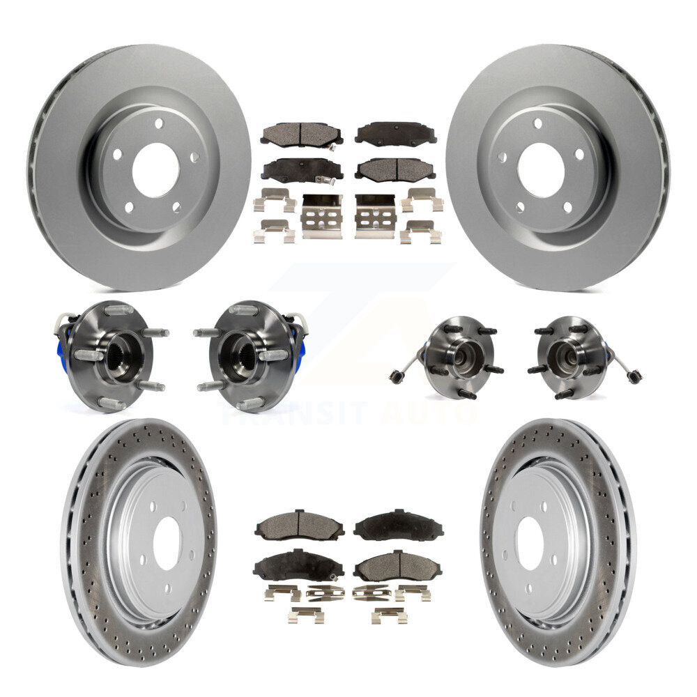 Kit de rotor et de plaquettes de frein à disque revêtus de roulement de moyeu avant et arrière (10 pièces) pour Cadillac XL