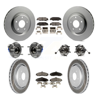 Kit de rotor et de plaquettes de frein à disque revêtus de roulement de moyeu avant et arrière (10 pièces) pour Cadillac XL